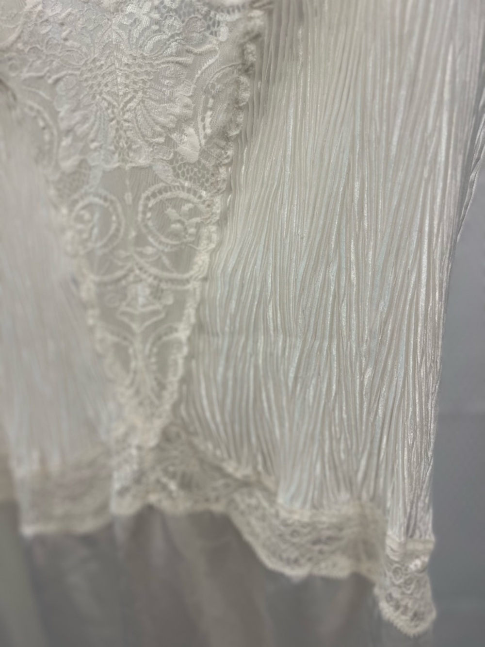 Vintage Ivory Lace-Trim Satin Chemise Slip Nightgown Lingerie Sz 12UK 8US - Picture 6 of 10